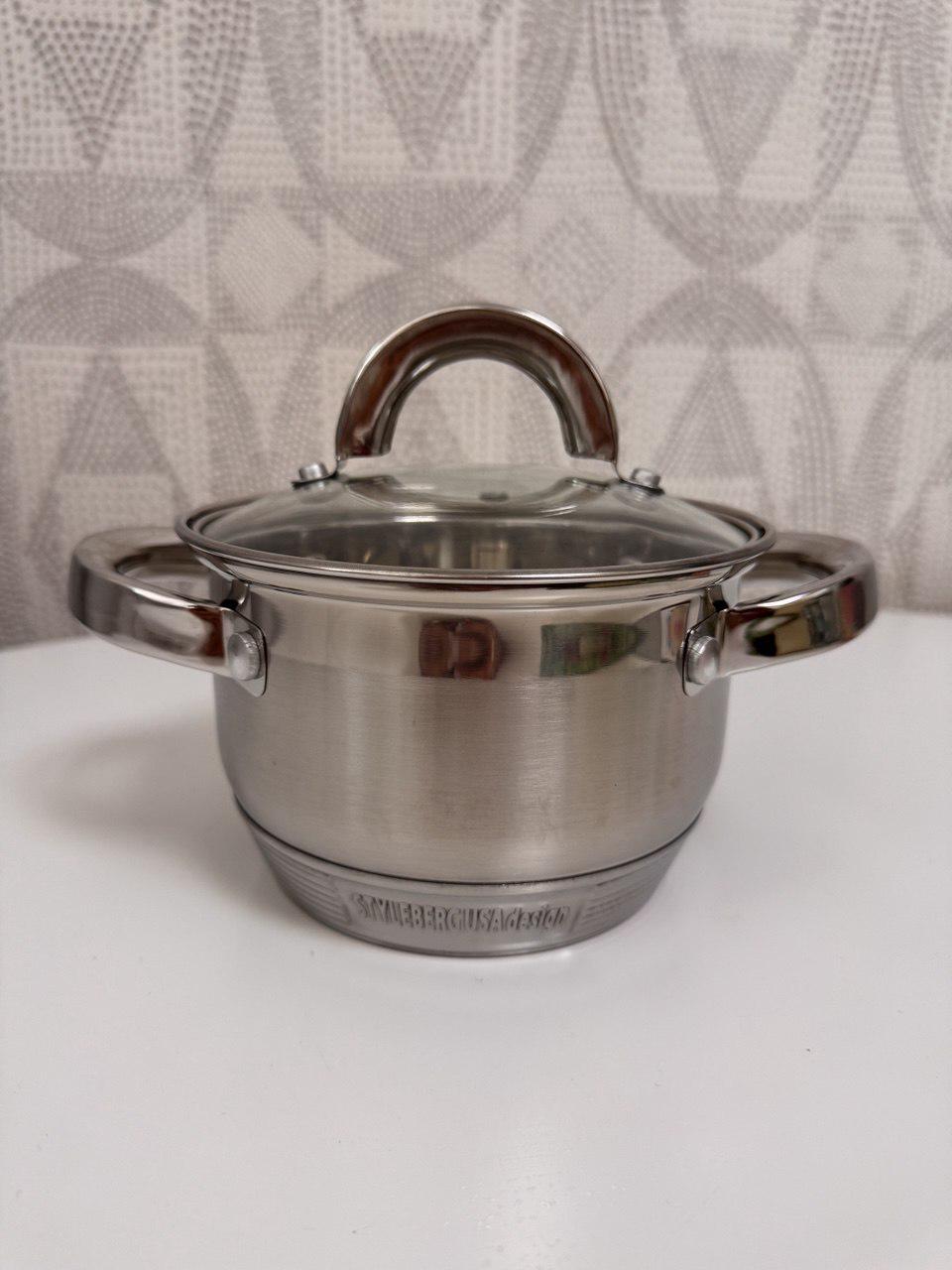 Каструля A-Plus 2185 з нержавіючої сталі 9-шарове дно 1,5 л 14х9,5 см (AWN-00036) - фото 1 Каструля A-Plus 2185 з нержавіючої сталі 9-шарове дно 1,5 л 14х9,5 см (AWN-00036) - фото 1