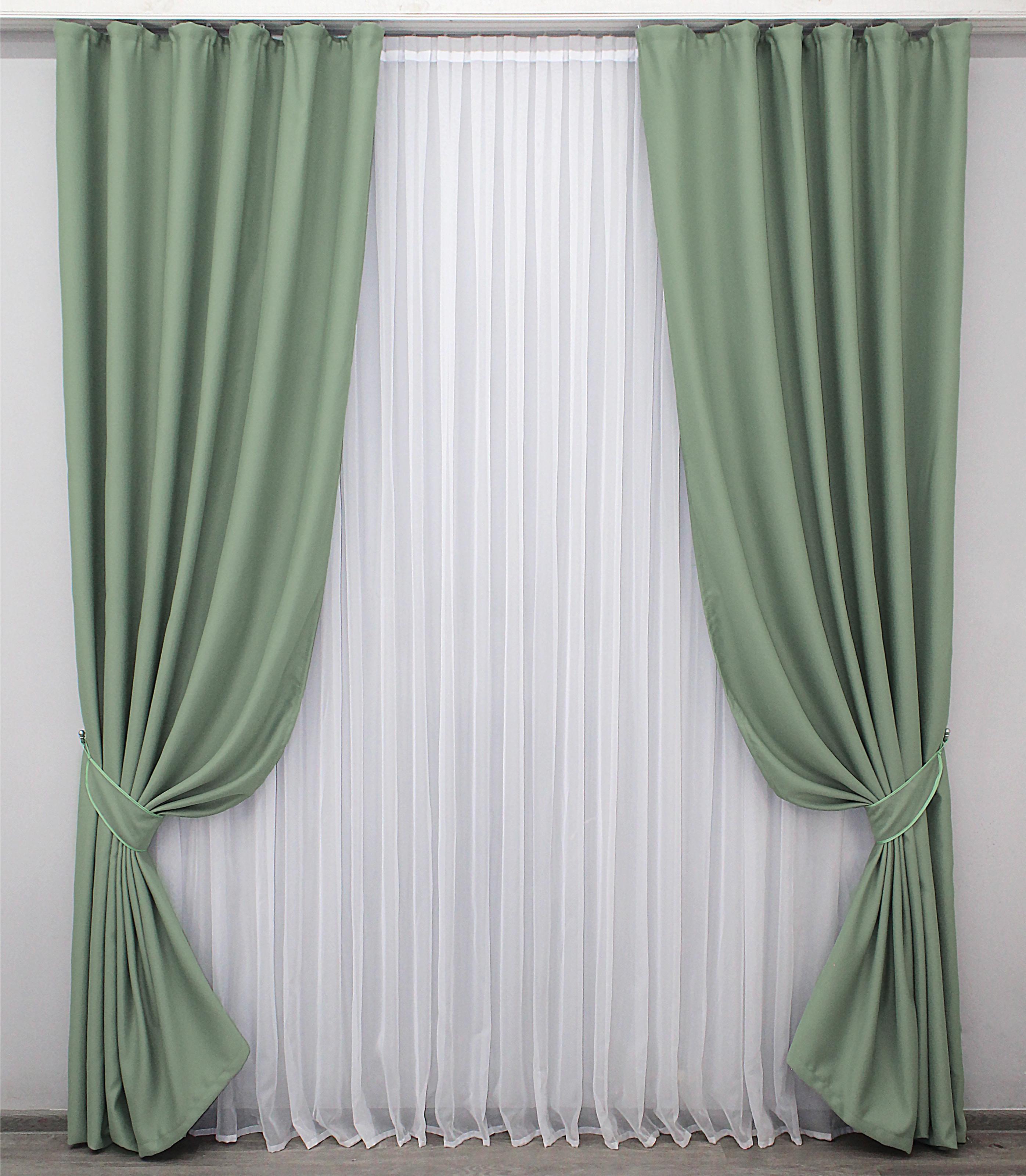 Комплект штор VR-Textil Fusion Dimout № 830ш й блекаут 150х270 см 2 шт. Фісташковий (30-613) - фото 1