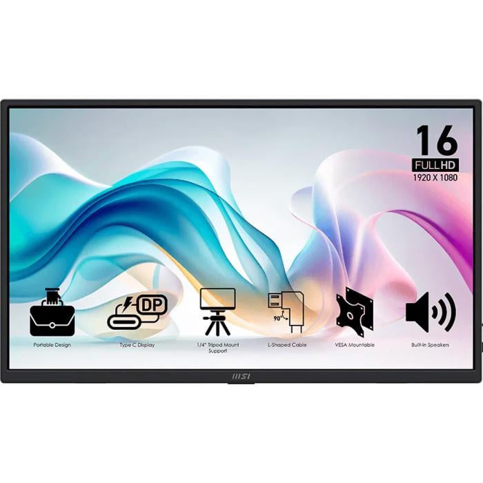 Монитор портативный MSI Pro MP165 E6 USB-C Black (35386395)