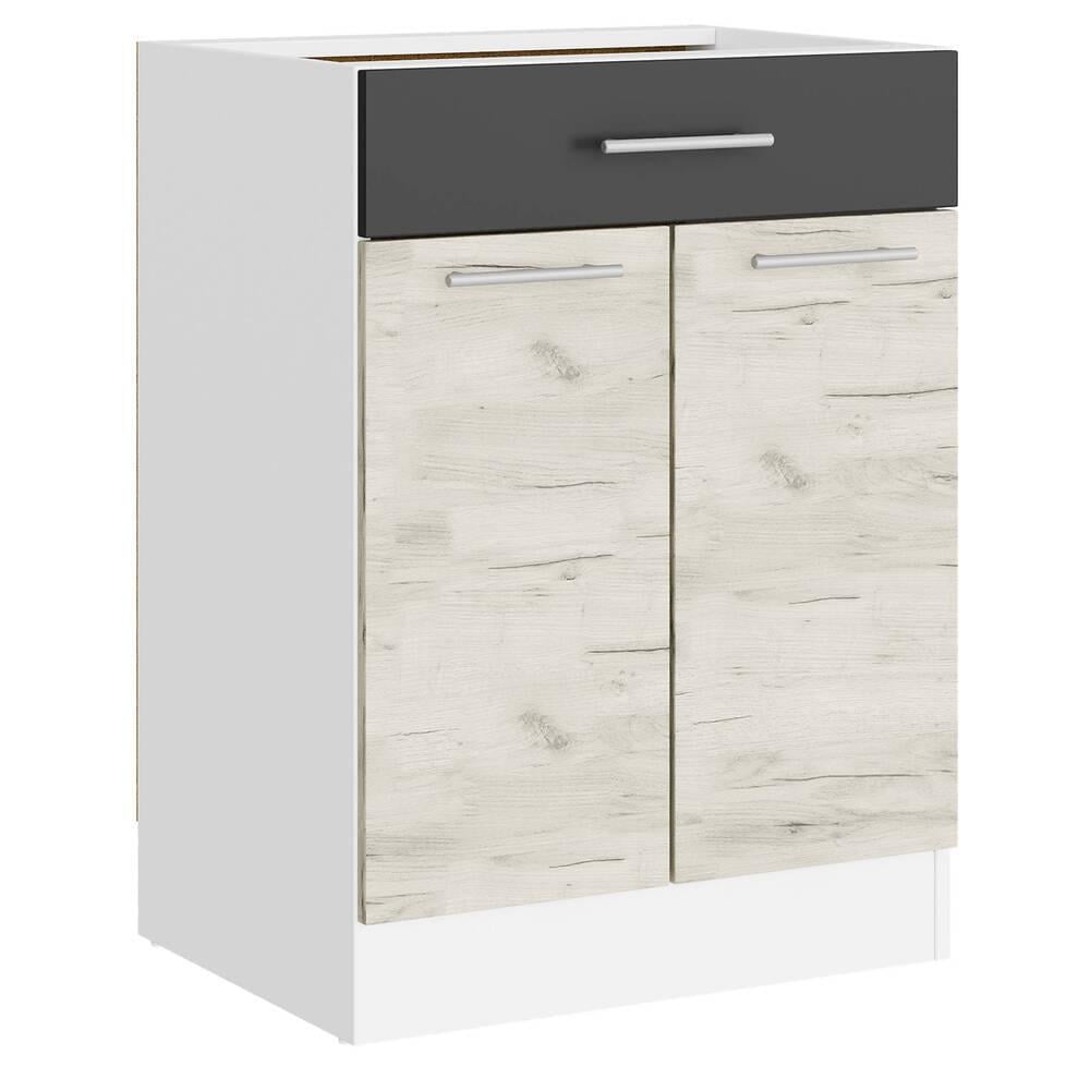 Кухонный модуль нижний с ящиком Еверест Эко 600 без столешницы 60х46х82 см Дуб крафт Белый/Графит/Белый (DTM-071023) Кухонный модуль нижний с ящиком Еверест Эко 600 без столешницы 60х46х82 см Дуб крафт Белый/Графит/Белый (DTM-071023)