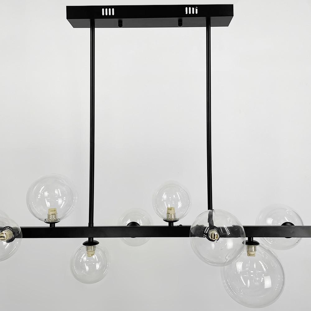 Люстра удлиненная молекула на 10 плафонов 95 см Черный (AT 32/10L BK+CL)