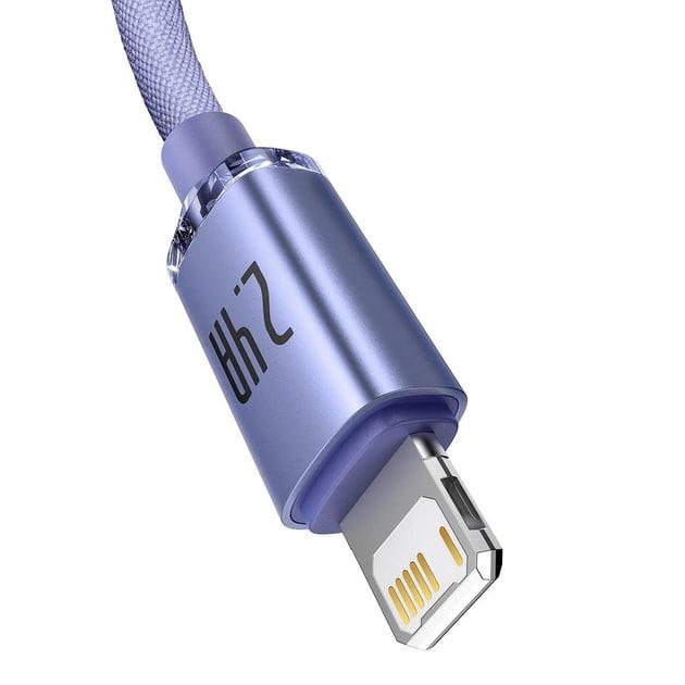 Кабель BASEUS Crystal Shine Series USB For Lightning швидка зарядка 2,4 A 2 м Purple (CAJY000105) - фото 5