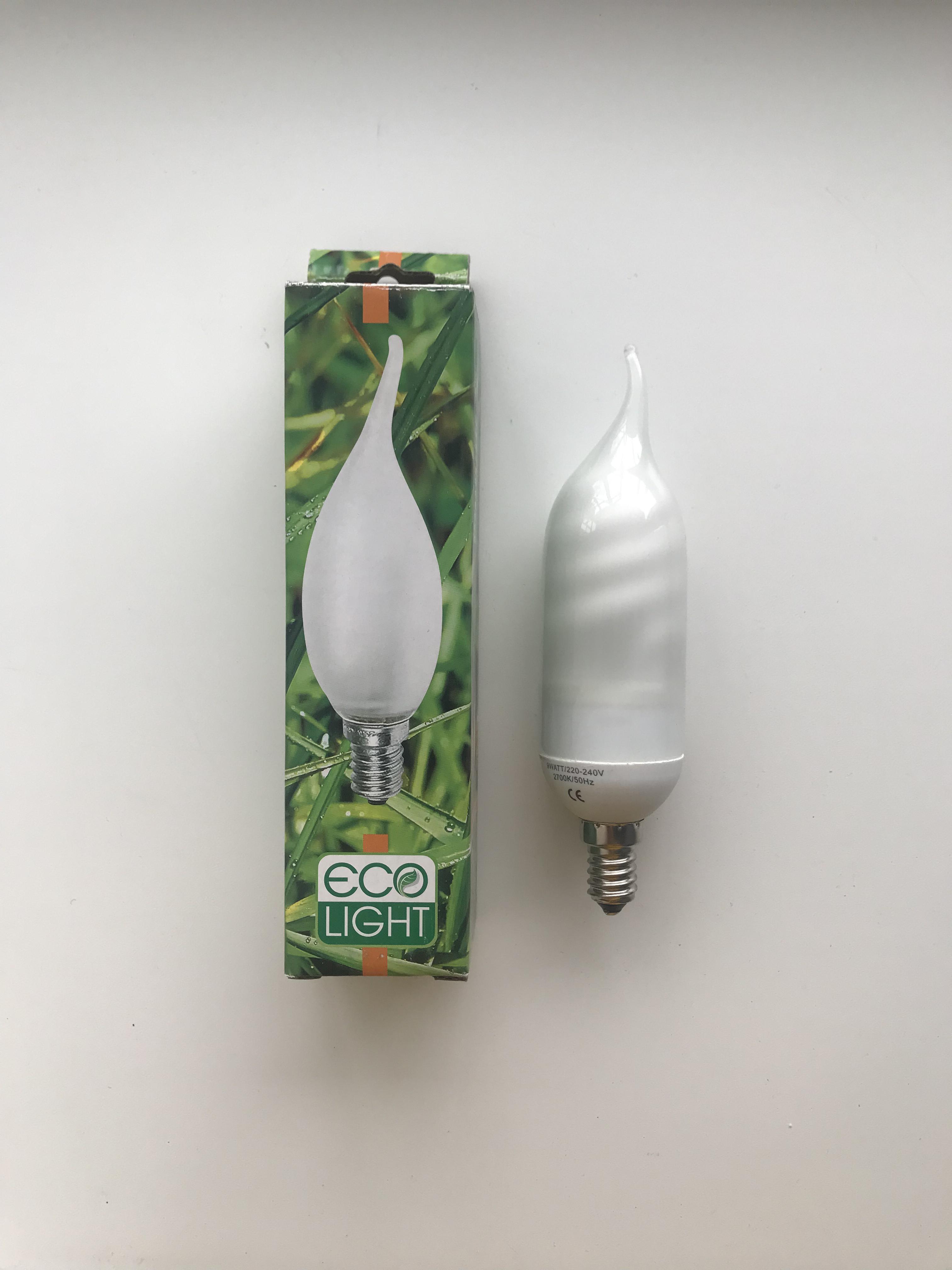 Лампа энергосберегающая Ecolight свеча на ветру 9 Вт E14 2700К Теплый мягкий желтый (20409119) - фото 2 Лампа энергосберегающая Ecolight свеча на ветру 9 Вт E14 2700К Теплый мягкий желтый (20409119) - фото 2