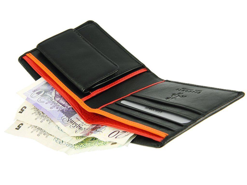 Мужской кожаный кошелек Visconti BD10 BLK/RD/ORG - фото 5