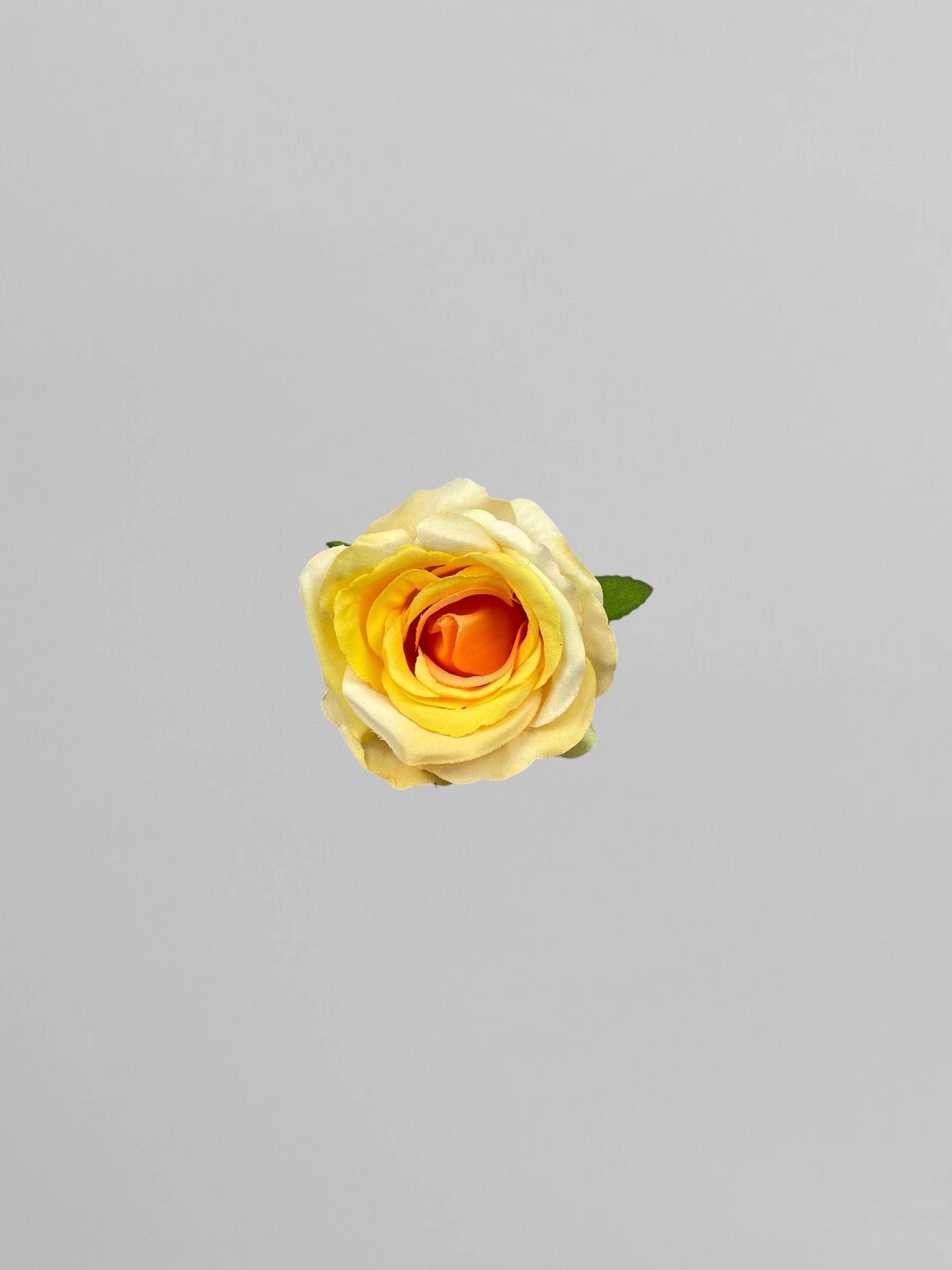 Искусственная головка розы сатиновая без стебля 10 см Желтый (К02019) - фото 2