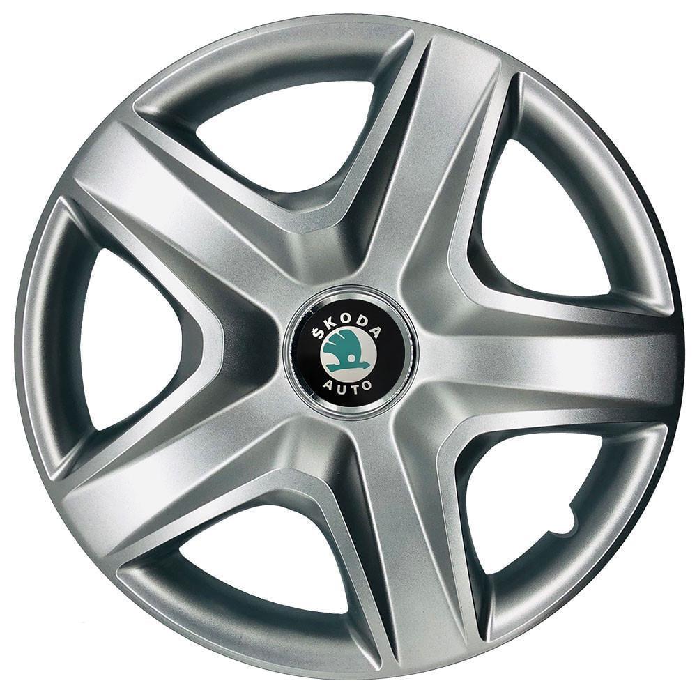 Колпаки SJS с логотипом Skoda 418 R16 4 шт. Зеленый/Серебряный (31006245)