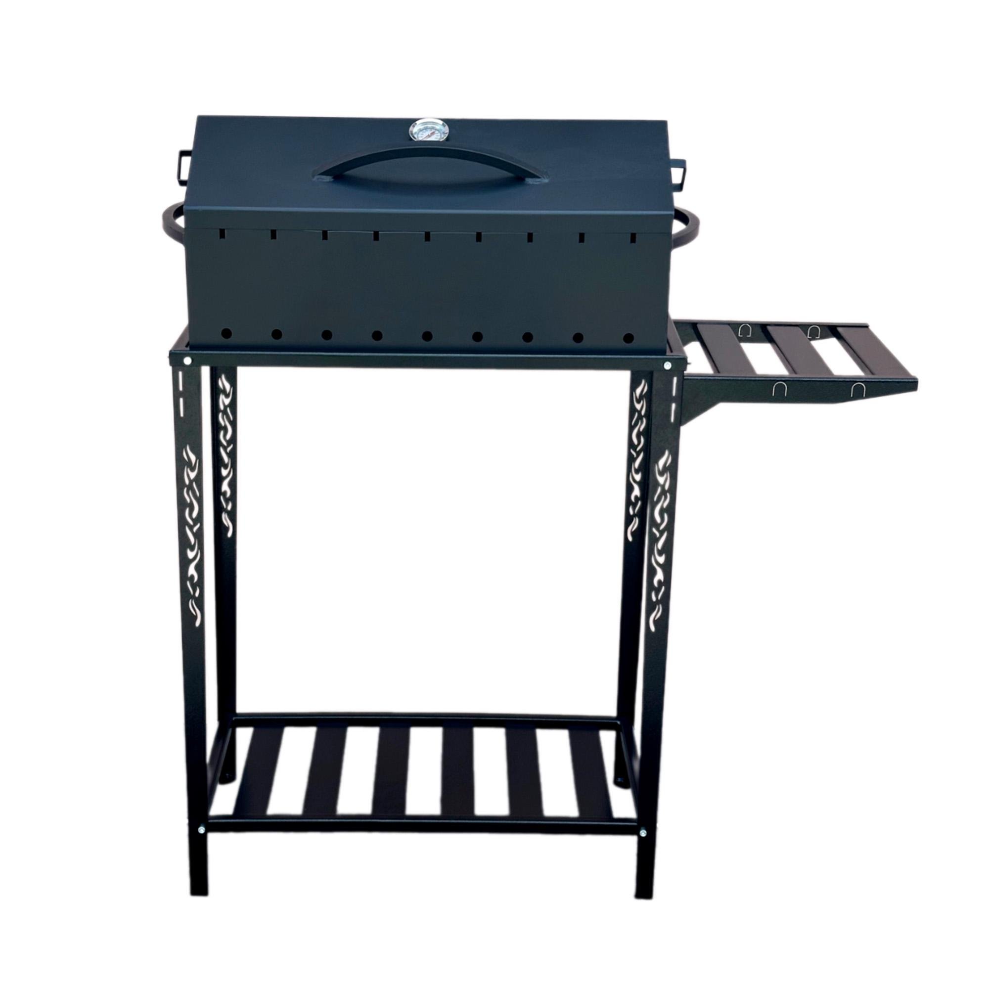 Мангал-барбекю Mzavod Прометей на 9 шампуров стальной 4 мм на дровнице с крышкой и термометром Черный (136-17-1070710100009)