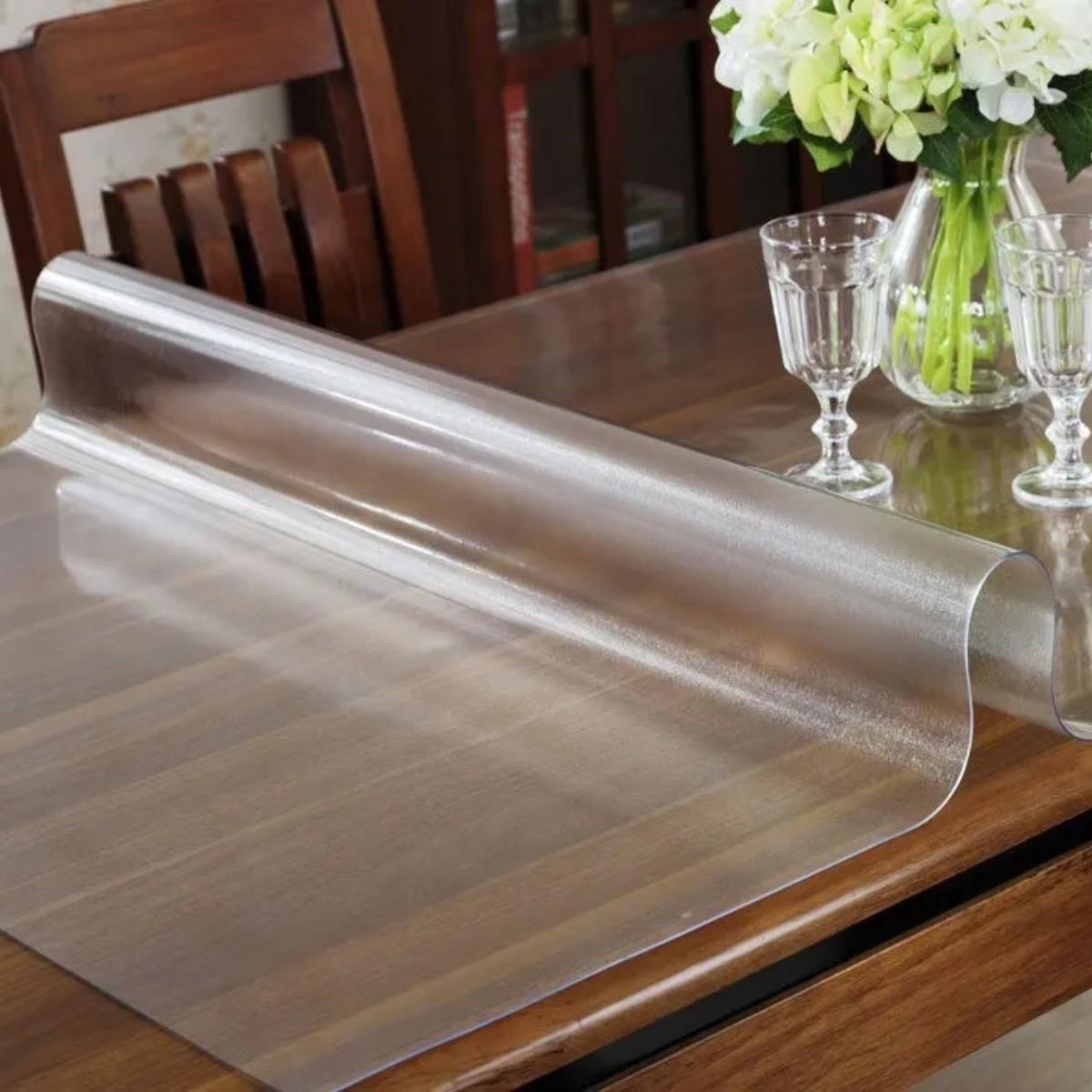 Клеенка на стол рифленая мягкое стекло Stains Embossing 0,8 мм 100х80 см (MA-5184-0.8)