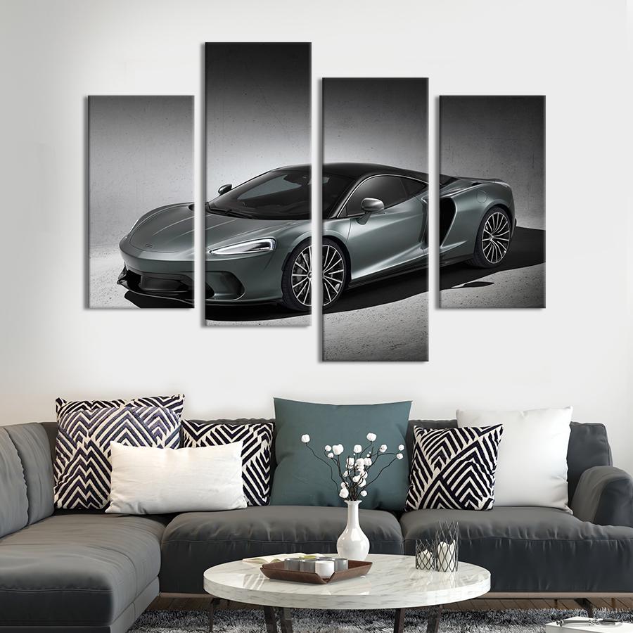 Картина на холсте Стильный серый автомобиль McLaren GT 149x106 см (1252-42)