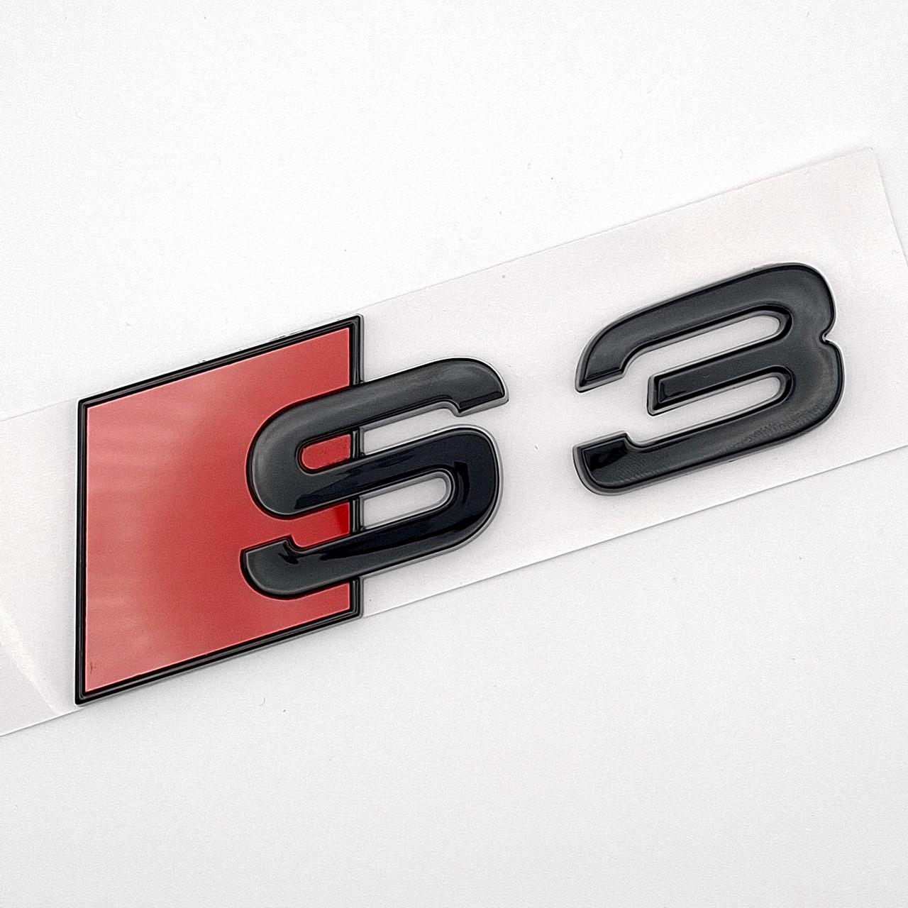 Эмблема надпись S3 Audi ABS 11х3,8 см Черный/Красный глянцевый (2881171746)