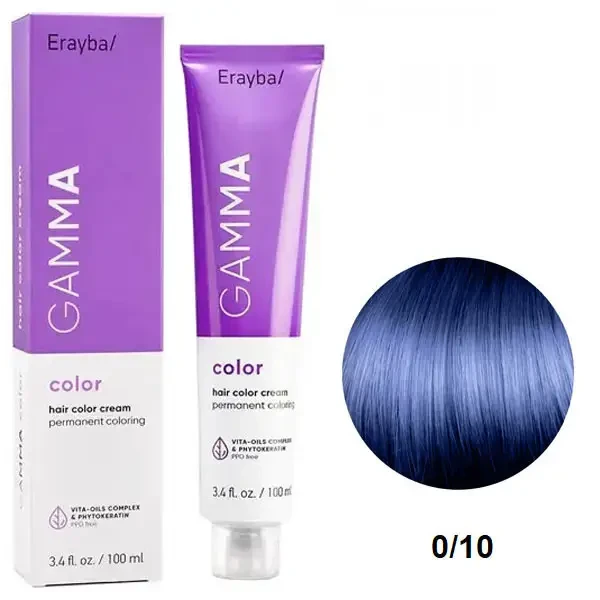 Краска для волос перманентная Erayba Gamma Color Cream 0/10 Синий микстон 100 мл