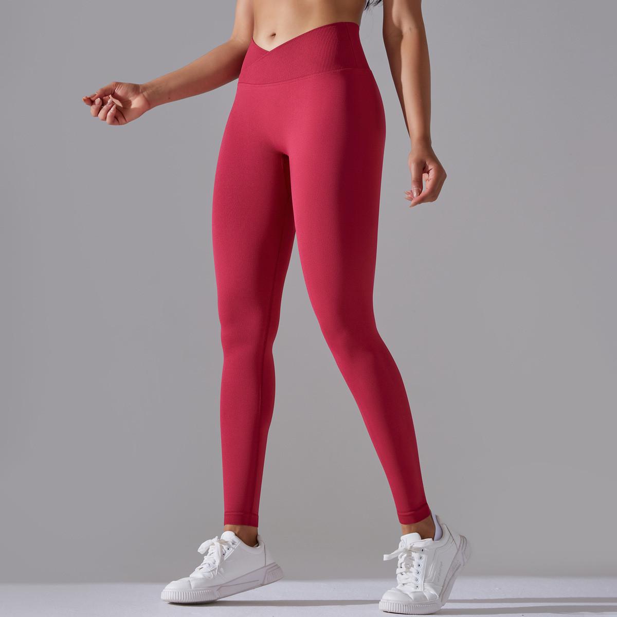 Леггинсы с V-поясом и эффектом пуш-ап M Красный (SQ05M) - фото 2