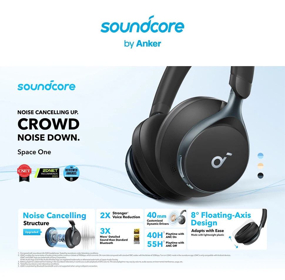 Навушники Anker Soundcore Space One Black - фото 7