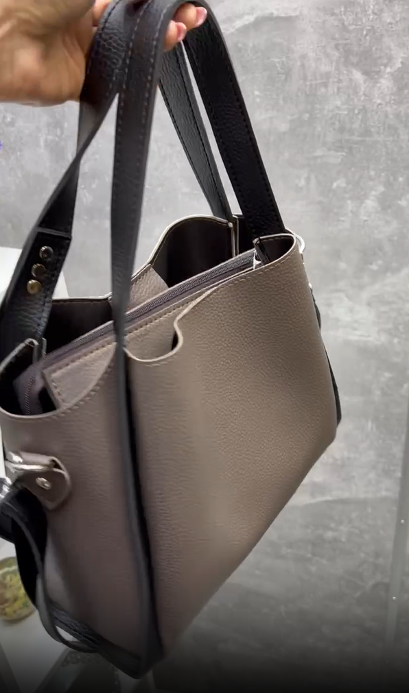 Сумка женская через плечо большая вместительная классическая 30х25х13 см Капучино - фото 5 Сумка женская через плечо большая вместительная классическая 30х25х13 см Капучино - фото 5