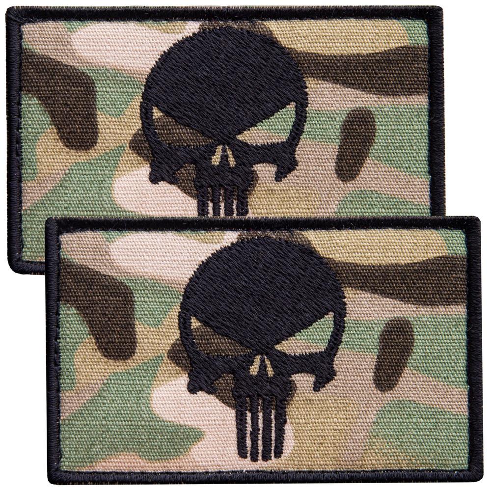 Набор шевронов с липучкой PUNISHER Череп Каратель 5х8 см 2 шт. Мультикам (24798)