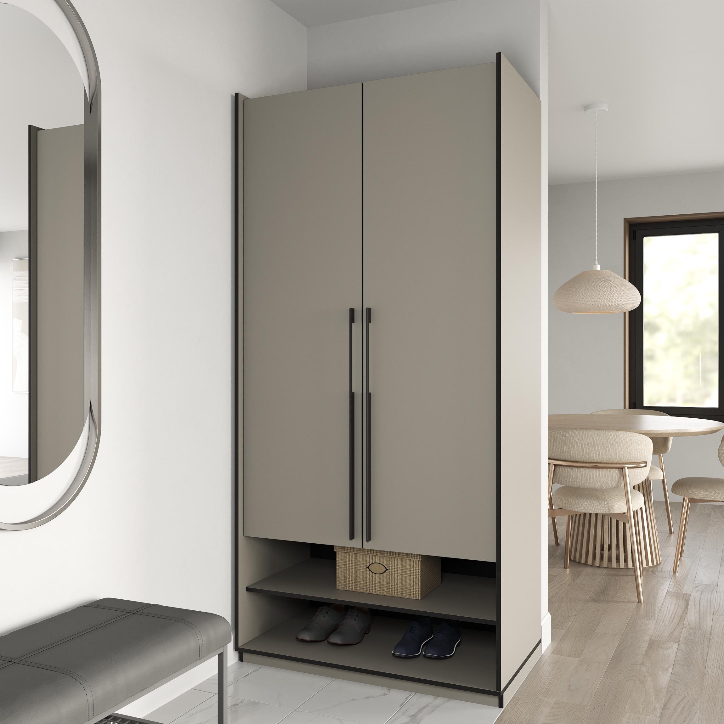 Шафа в передпокій розпашна дводверна зі штангою для одягу 1002х2100х570 мм Кашемір (mr-4-ks)