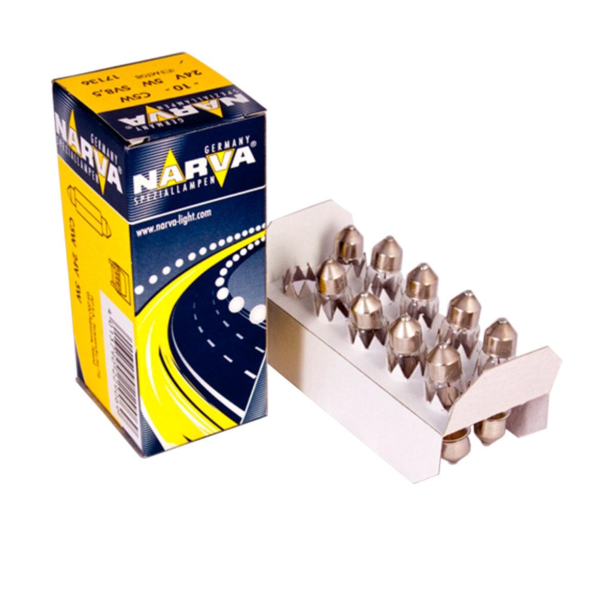 Автомобільна лампа розжарювання Narva C5W 24V 5W SV8.5 11X35 10 шт. (2522-9bbeb)