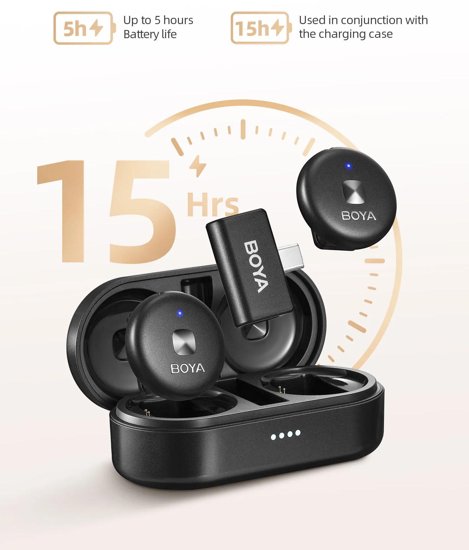 Мікрофон петличний Boya Omic-U black з зарядним кейсом для iPhone USB Type-C та Android професійний 2 шт. (50017) - фото 7