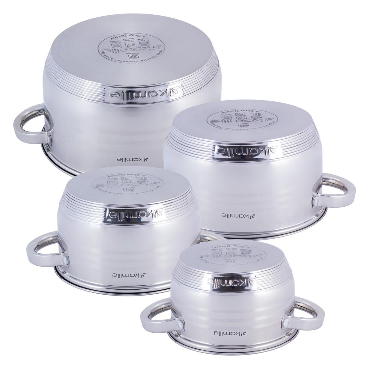 Набор кастрюль Kamille 8 пр. из нержавеющей стали (KM-4916) - фото 4 Набор кастрюль Kamille 8 пр. из нержавеющей стали (KM-4916) - фото 4