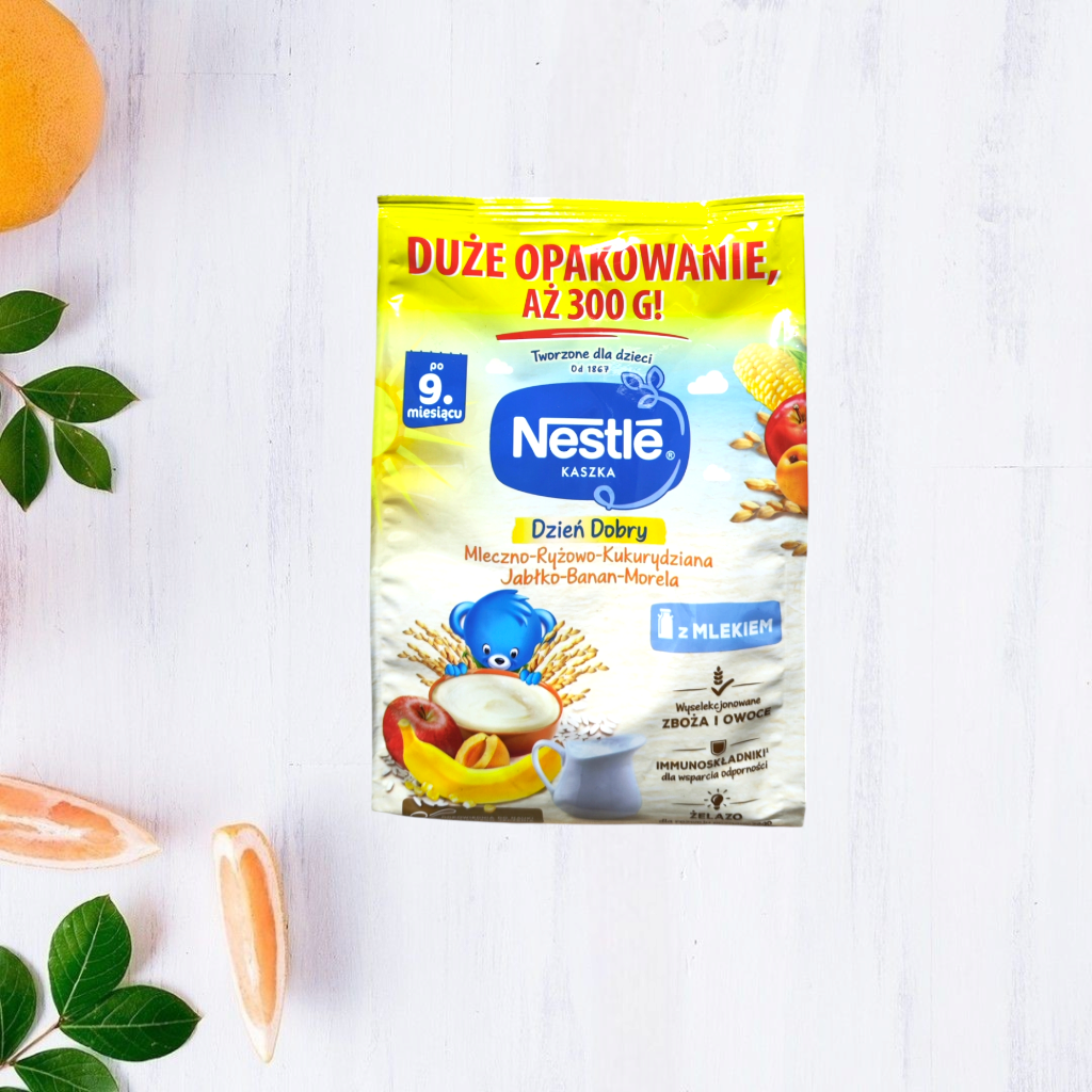 Каша Nestle молочно-рисово-кукурудзяна з яблуком бананом абрикосом