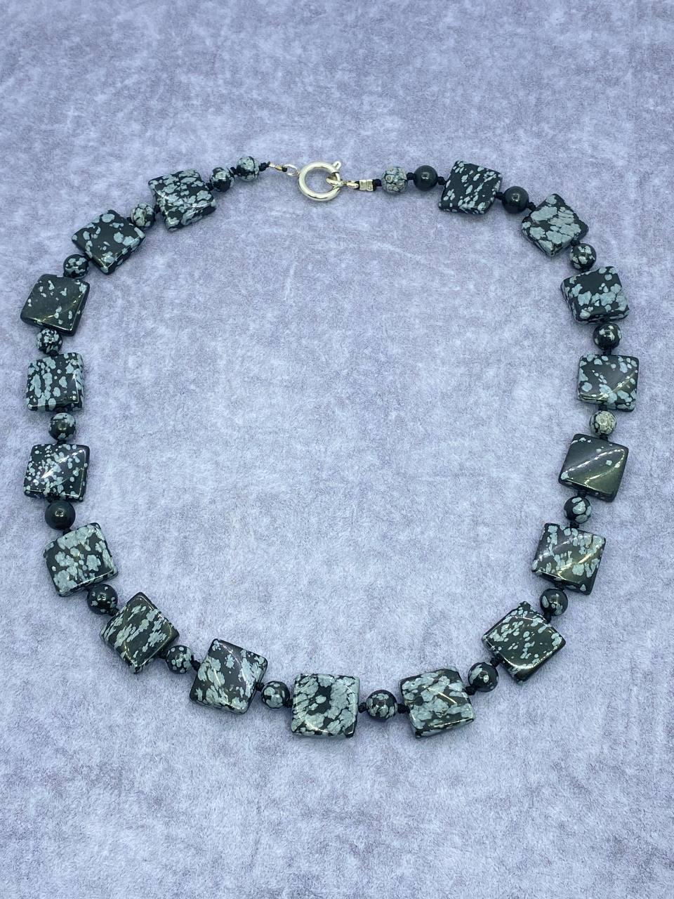 Намисто сніговий обсидіан 52 см Різнокольоровий (9931)