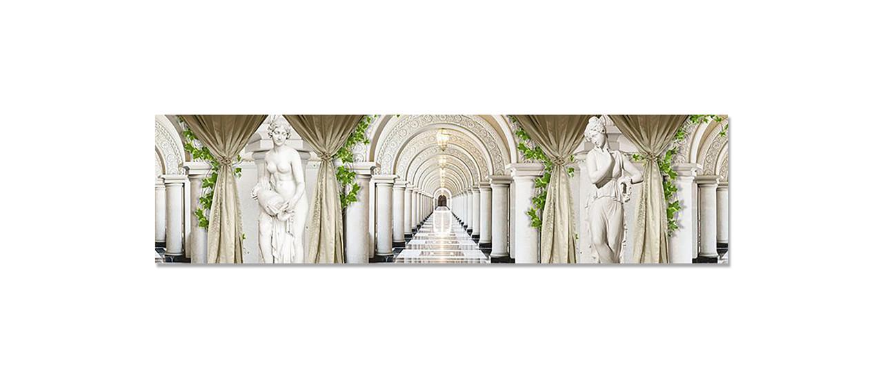 Кухонный фартук Античные статуи/Колонны из самоклеющейся виниловой пленки 65х250 см Серый