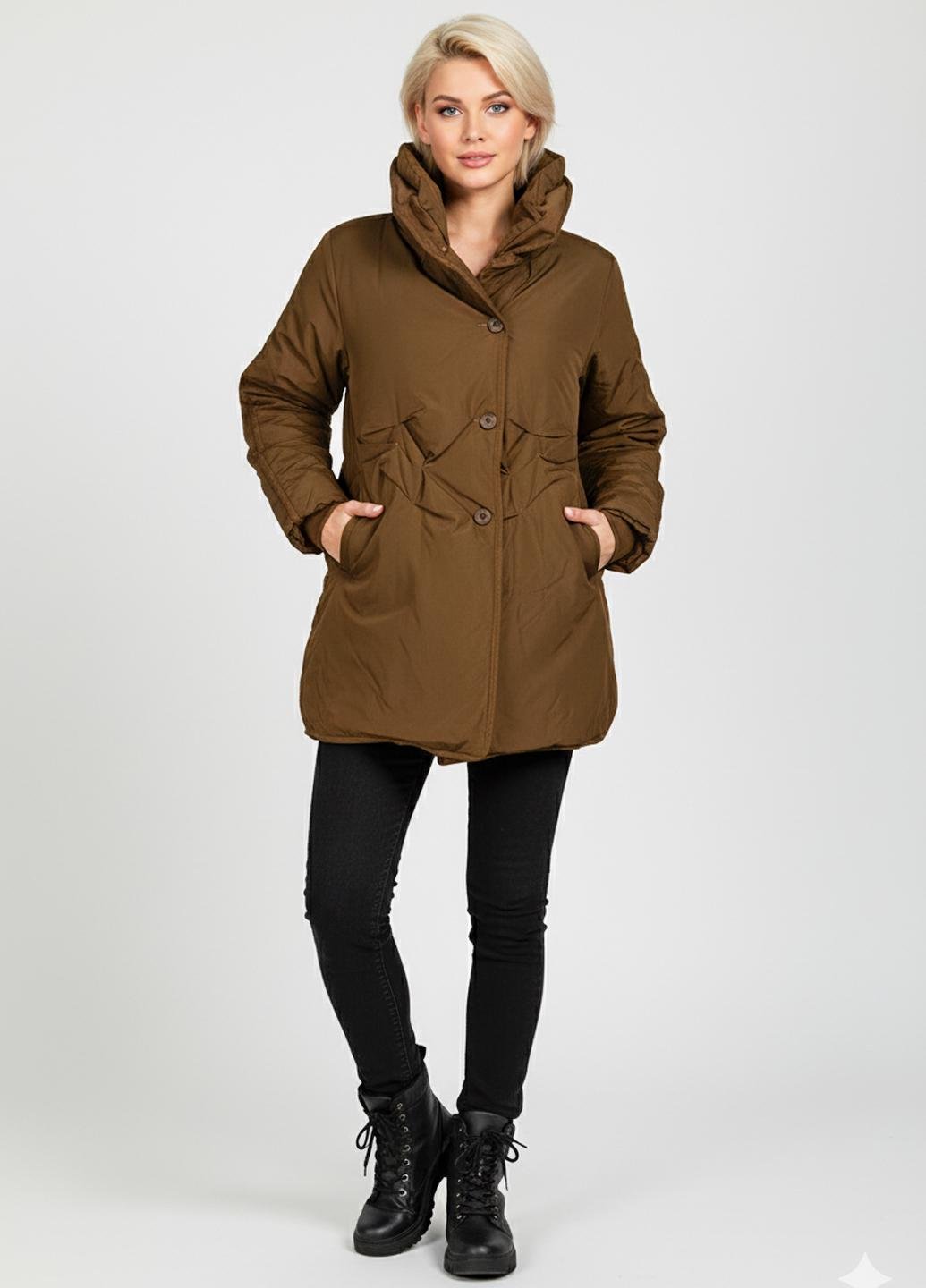 Пуховик женский приталенный Number Nine NN-302 р. 42 Светло-коричневый (NN-302-42) - фото 3 Пуховик женский приталенный Number Nine NN-302 р. 42 Светло-коричневый (NN-302-42) - фото 3