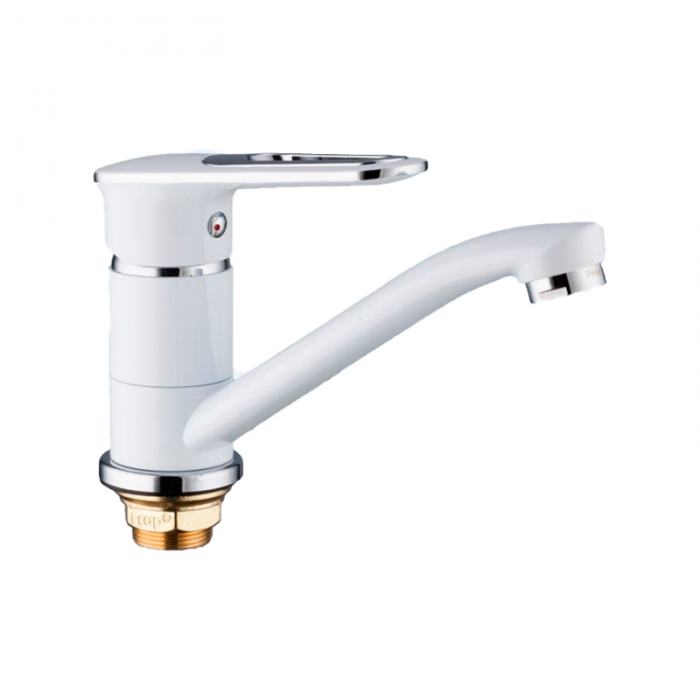 Змішувач для кухні Frap F4549 одноважільний Білий/Хром (102554) Змішувач для кухні Frap F4549 одноважільний Білий/Хром (102554)