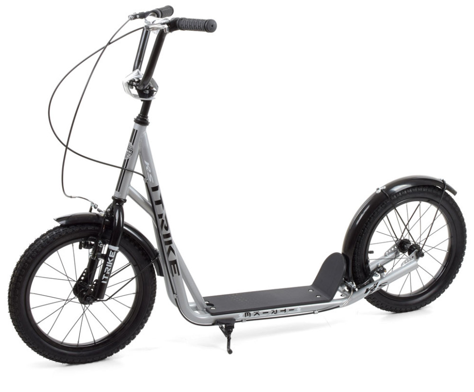 Самокат городской подростковый iTrike двухколесный с резиновыми колесами Серый (DS-171-S-236)