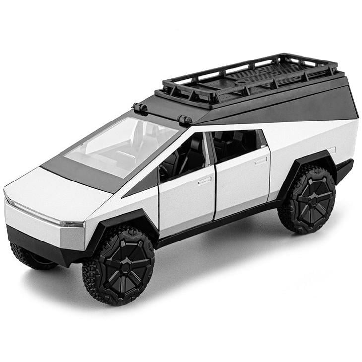 Игрушечная машинка масштабная Tesla Cybertruck Camping металлическая модель 1:24 Белый (28443874)