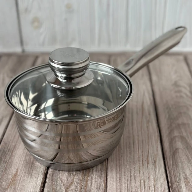 Набір каструль та сковорода з нержавіючої сталі з товстим дном Rainberg RB-601 12 предметів - фото 5