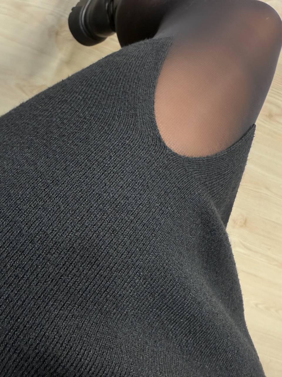 Юбка женская MY FASHION 6808-48 вязаная короткая с разрезом One Size Черный (5784) - фото 9