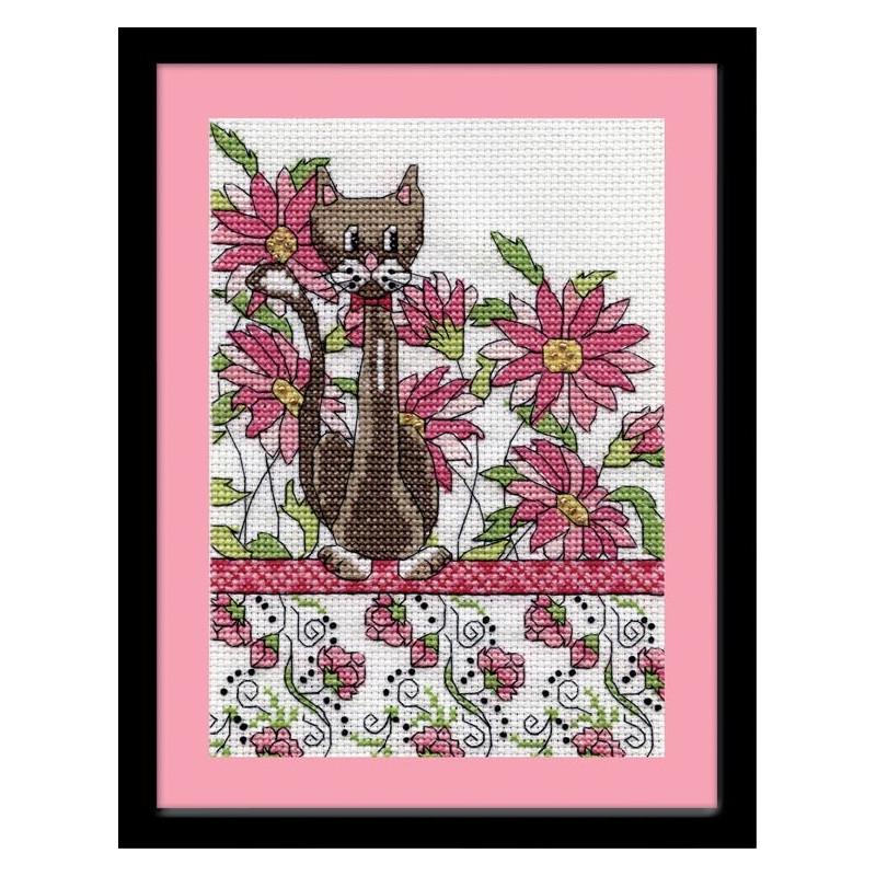 Набор для вышивания крестиком Design Works 2806 Pink Floral Cat (22929)