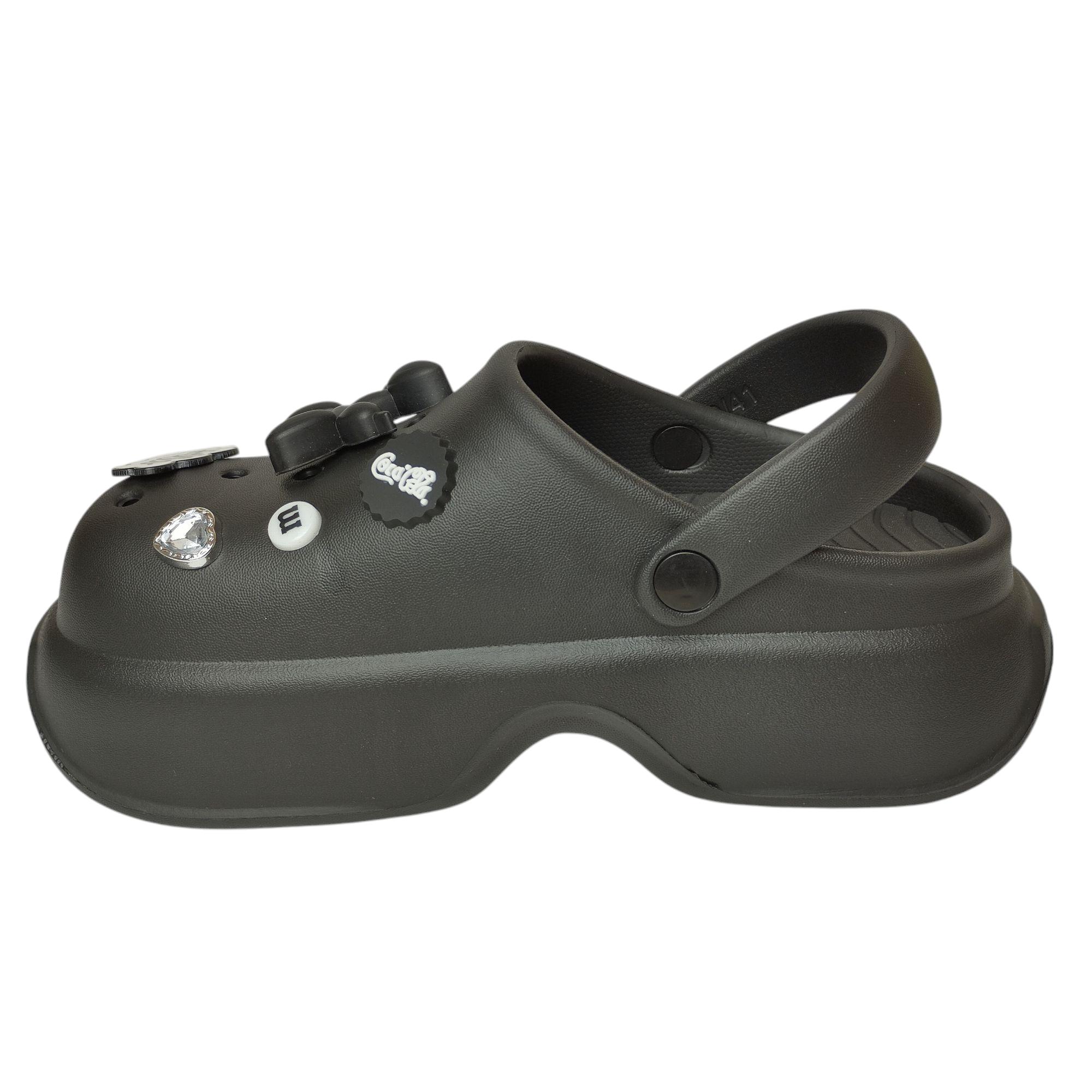 Сабо женские на платформе с джибитсами р. 40-41 25 см Черный (602-черный) - фото 3