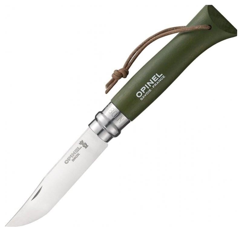 Нож складной Viroblock Opinel No8 Trekking со шнуром из нержавеющей стали 85 мм 56-58 HRC Зеленый (001703)