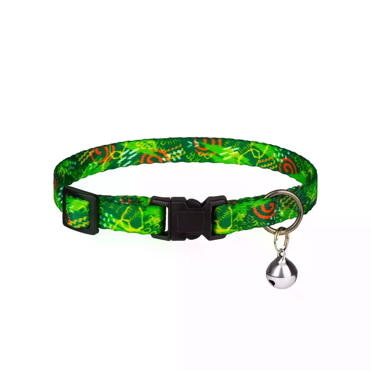 Ошейник для кота ТМ HIDOG Abstraction green ширина 10 мм обхват шеи 18-28 см XS (101/1045)