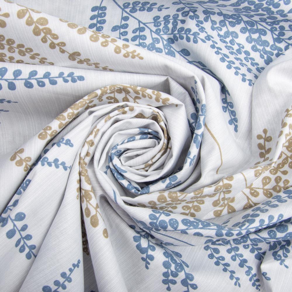 Ткань бязь ранфорс для постельного белья Папоротник 2,4 м Бежевый (23844)