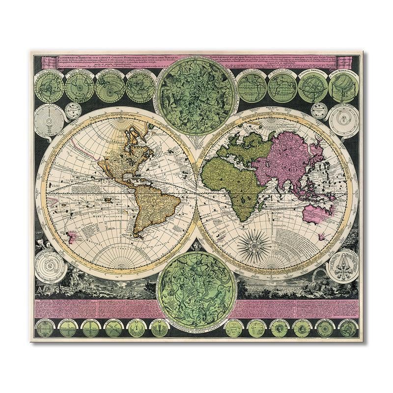 Винтажная карта Плоскости сферы как в земном, так и в небесном полушарии 1 модуль 70x105 см