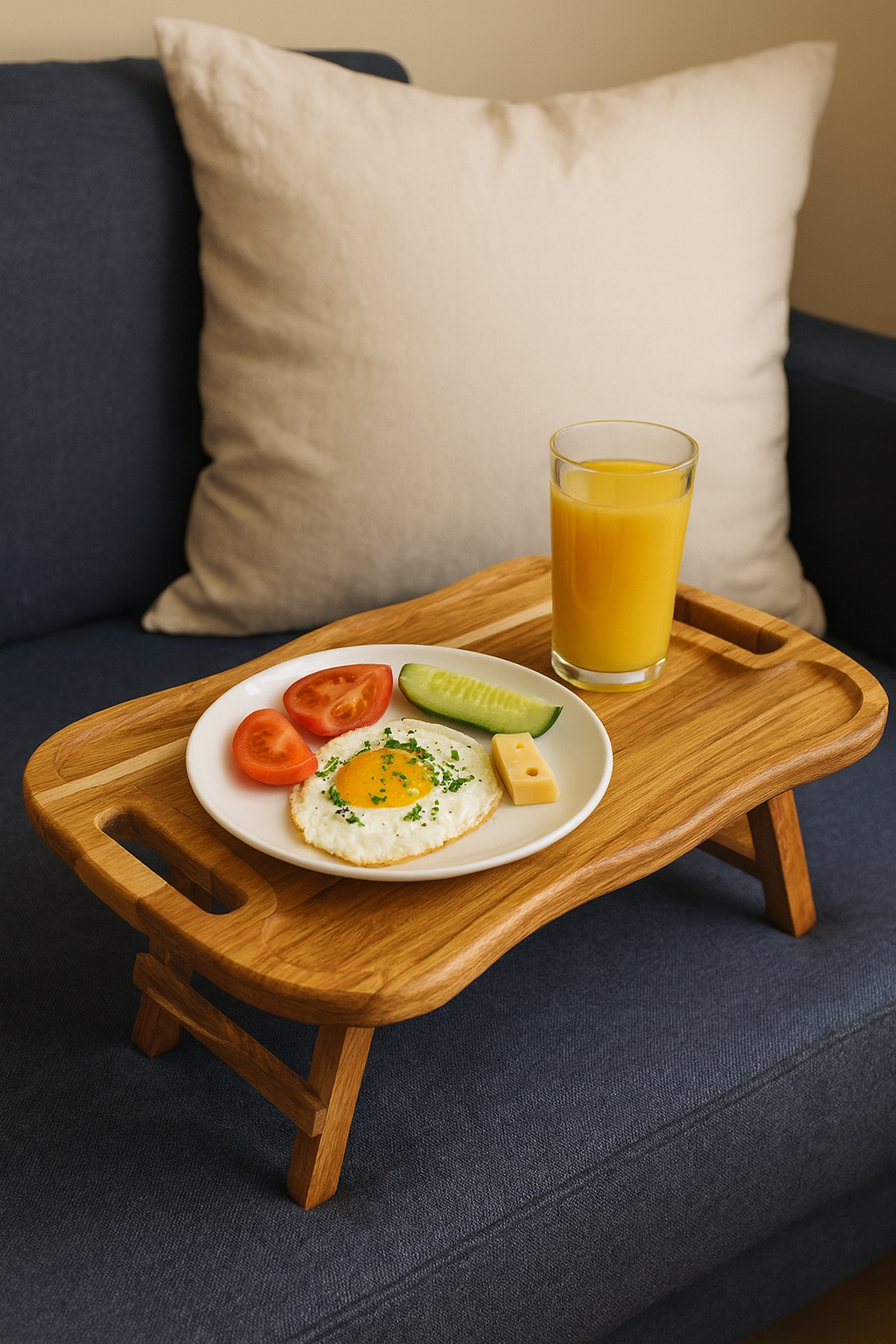 Поднос-столик раскладной дубовый 47х29 см Коричневый (29738410) - фото 6