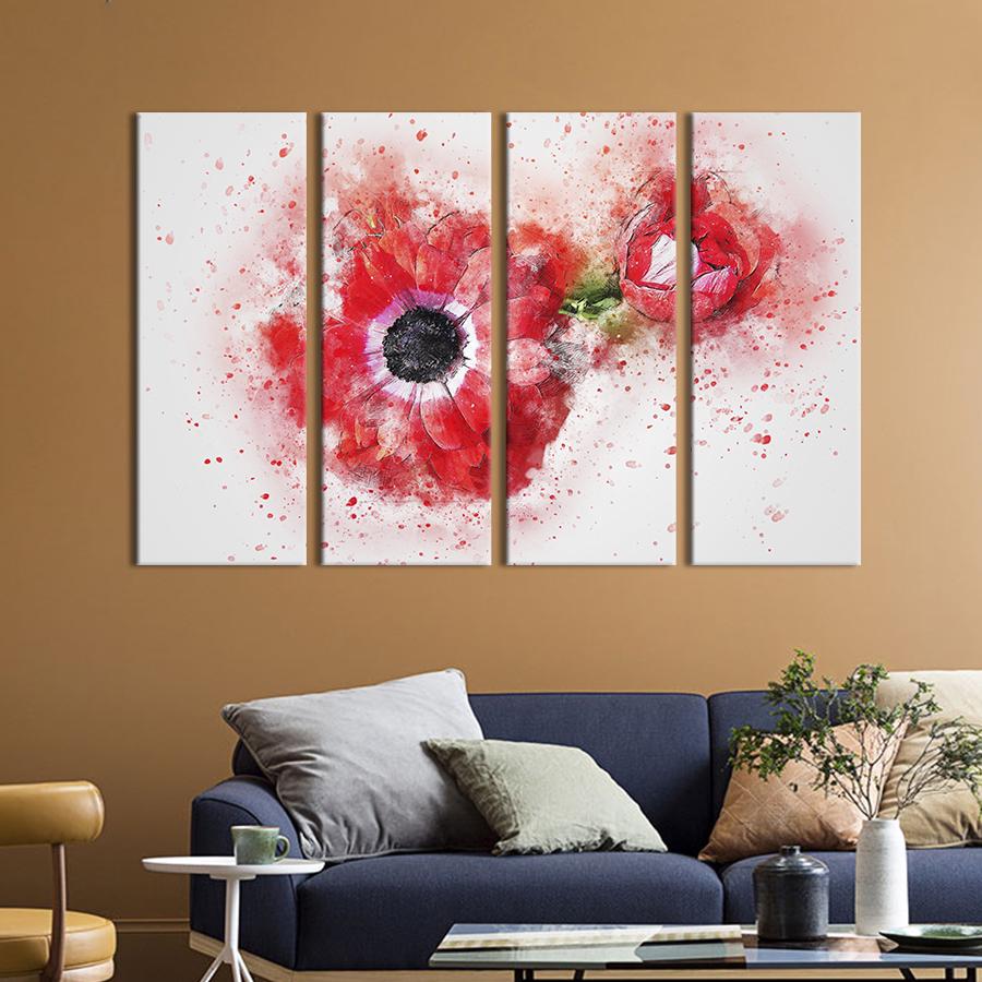 Картина на холсте Красивые акварельные маки 209x133 см (817-41)