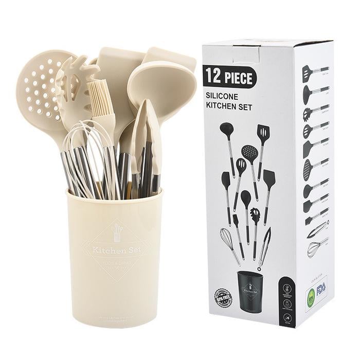 Набор кухонных принадлежностей силиконовый Vialex 12 предметов Бежевий (B0B9JWRRZM) Набор кухонных принадлежностей силиконовый Vialex 12 предметов Бежевий (B0B9JWRRZM)