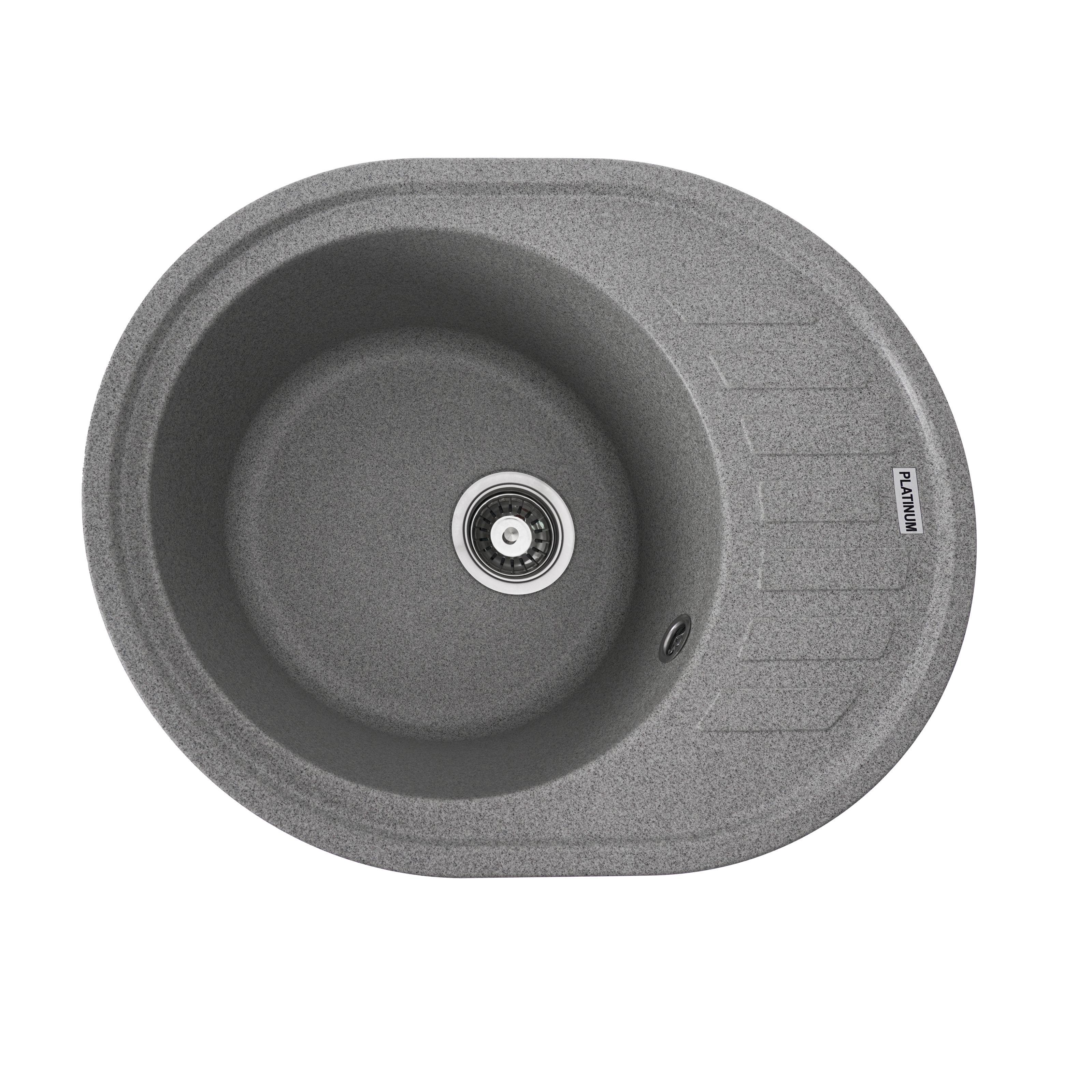 Мойка кухонная Platinum PLS-A25093 гранитная овальная 620x500 мм Серый (152041)