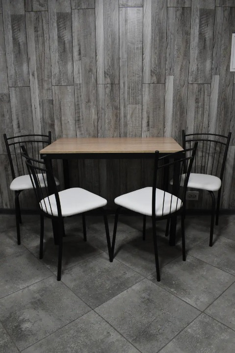 Кухонний комплект стіл та стільці 4 шт. Софія в чорному каркасі 60х100х75 см Трюфель/Білий (28373749)