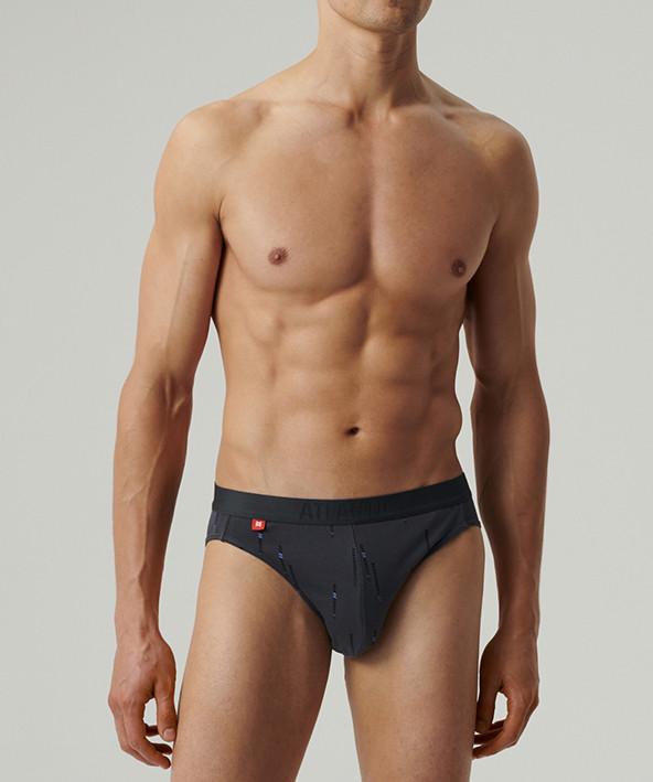 Набір трусів-брифів чоловічих бавовняних Atlantic 3MP-193 з нашивною резинкою 3 шт. XL Чорний/Графітовий/Світлий денім (2596973252) - фото 2