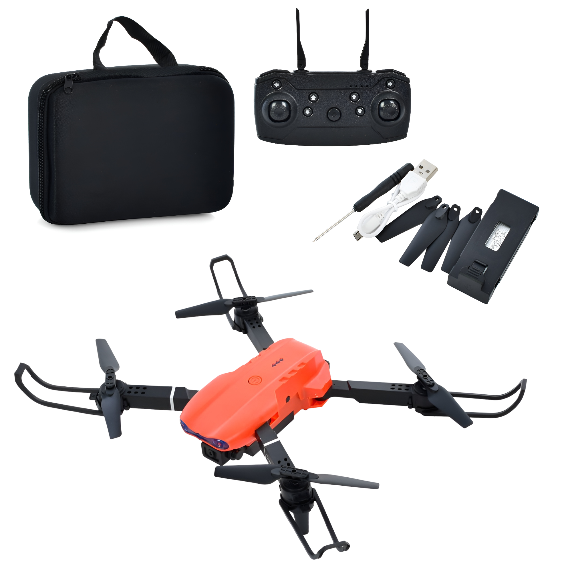 Квадрокоптер детский складной 20 см с пультом управления/свет/камера Красный (E99)