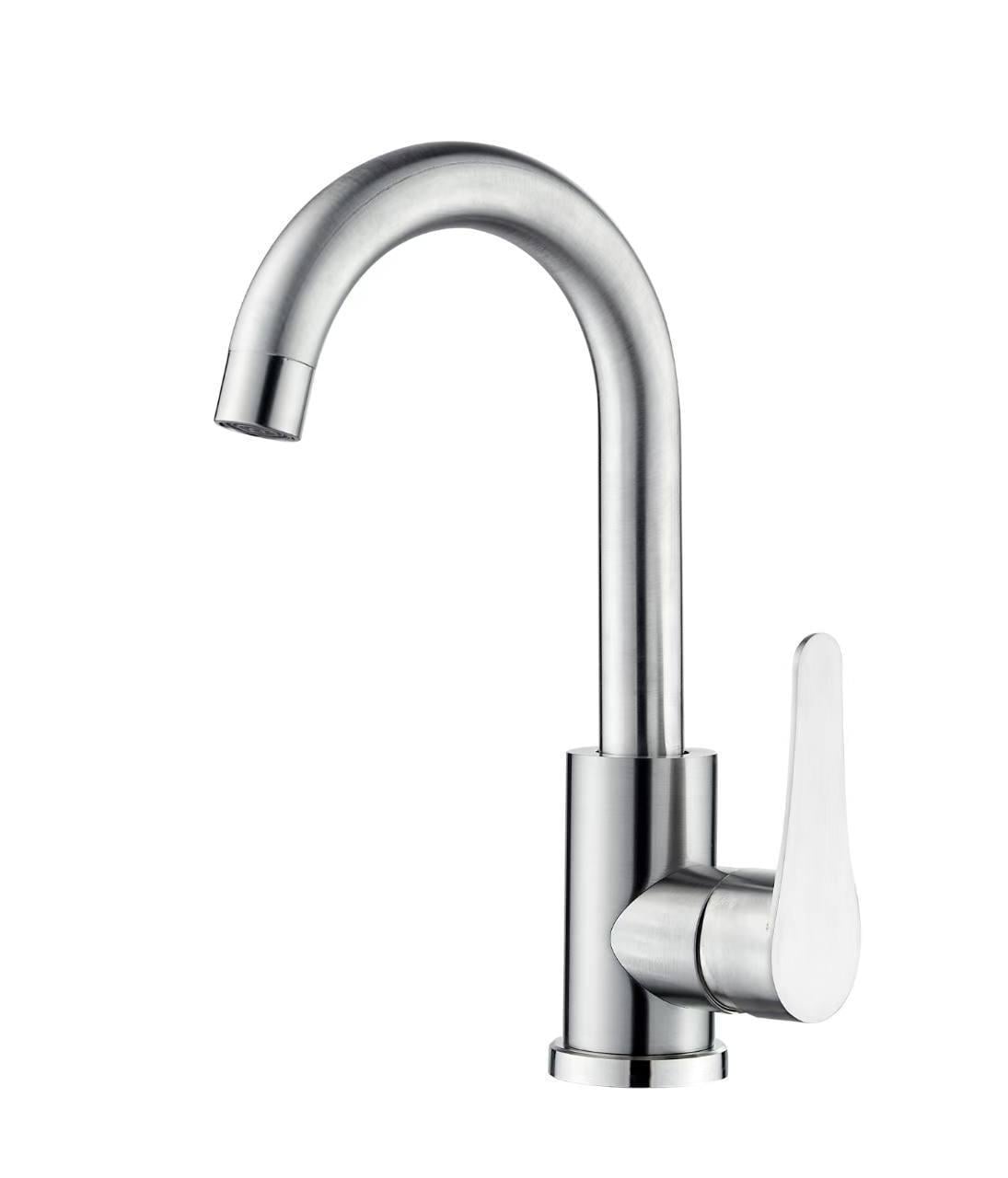 Смеситель для умывальника Wezer EKO1D-17 поворотный излив нержавеющая сталь Сатин (1055515)