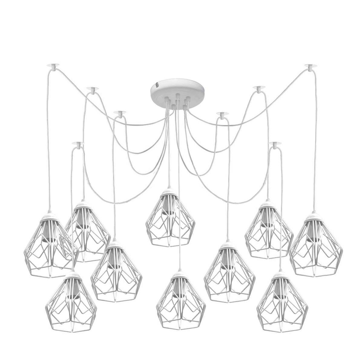 Люстра MSK ELECTRIC Milan на десять плафонов под лампы Е27 Белый (NL 538-10 W)