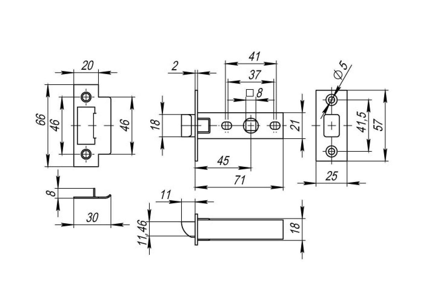 Защелка врезная кевларовая Paladii 45 PB Желтый (PM006) - фото 4