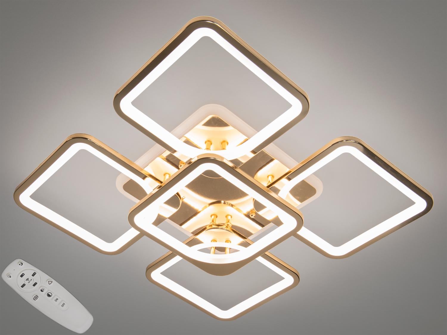 Люстра потолочная с диммером и LED подсветкой 150W Золотой (8060/4+1G 3col dim)