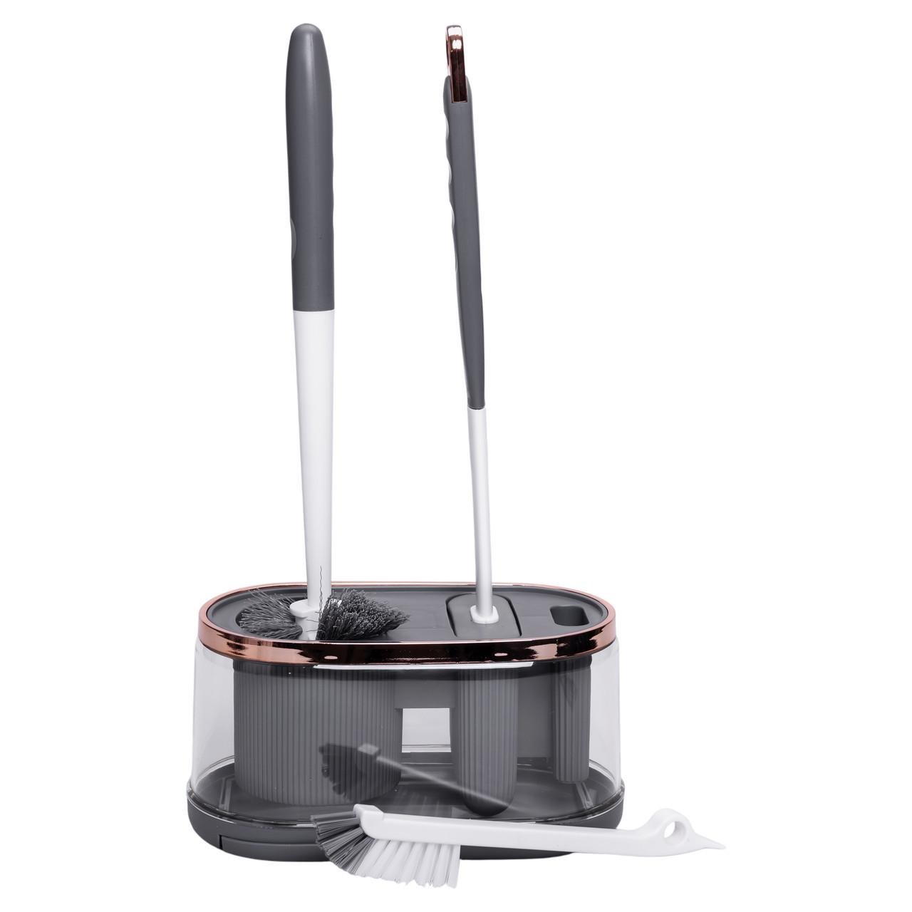 Набор для туалета настенный 3в1 ершики 2 шт. и щетка (HP-35015-47DG) - фото 6